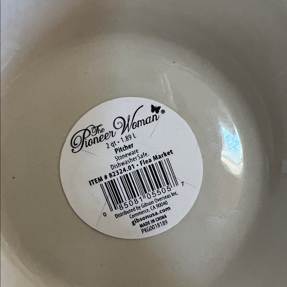 The Pioneer Woman Flea Market White Decorated Floral 2-Quart Pitcher - Picture 10 of 11